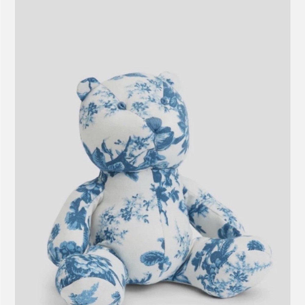 Floral Blue and White Teddy Bear